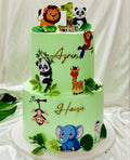 Jungle Safari Theme Two-Tier Kids Cake