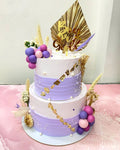 💜 Lavender Gold Two-Tier Baby Shower Cake – Premium Designer Cake