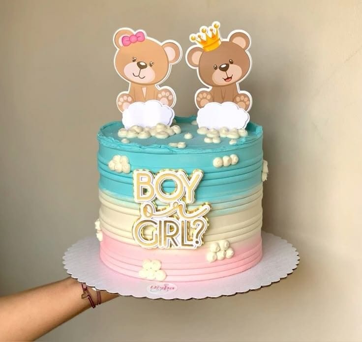 🧸 Boy or Girl Teddy Cake – Baby Shower Cake