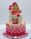 Princess Doll Theme Pink Rosette Cake