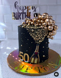 Elegant Celebration Cake ✨ | Gold Pearl & Champagne Theme