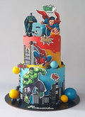 Superhero Theme Two-Tier Kids Cake