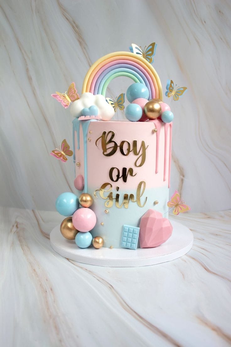 🌈 Pastel Rainbow Baby Shower Cake – Customized Celebration Cake