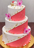 Elegant Pink Butterfly Pearl Cake 🦋✨ | Premium 3-Tier Celebration Cake