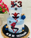 Spiderman Theme Two-Tier Birthday Cake