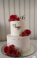 🌹 Red Rose Two-Tier Wedding Cake – Elegant Celebration Cake