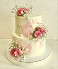 🌸 Blush Floral Two-Tier Cake – Elegant Designer Cake