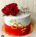 Elegant Red & White Anniversary Rose Cake