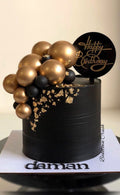 🖤 Black & Gold Luxe Balloon Cake – Premium Designer Birthday Cake