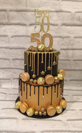 Golden  Birthday Cake 🎉✨ | Luxury Two-Tier Celebration Cake-2kg