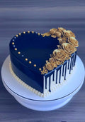 Royal Blue Heart Cake 💙 | Luxury Gold Rose Designer Cake