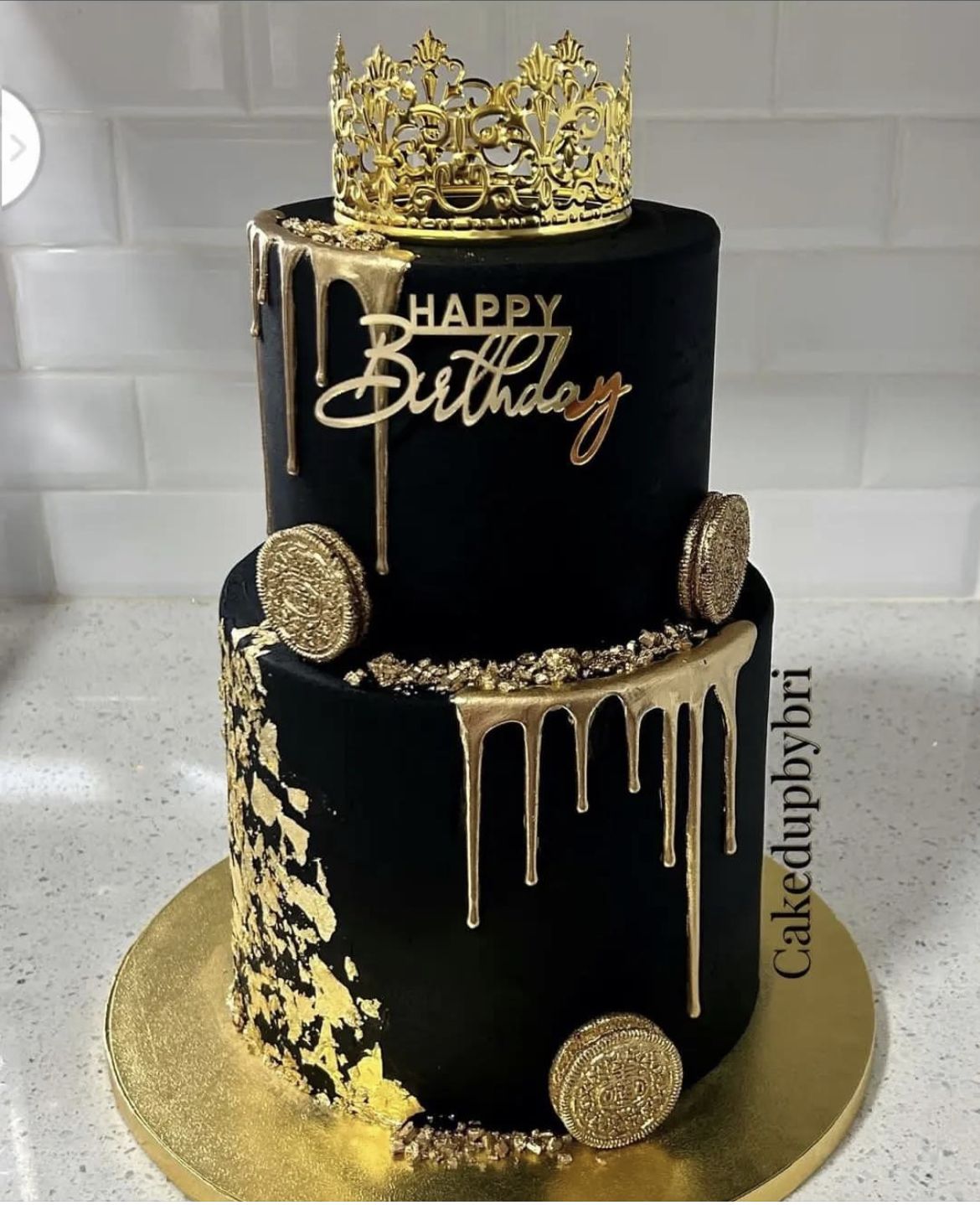 Royal Black & Gold Crown Cake 👑 | Luxury Designer Tier Cake