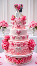 Romantic Couple Wedding Cake 💕 | Pink Floral Designer Tier Cake