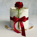 Elegant Red Rose Ribbon Cake