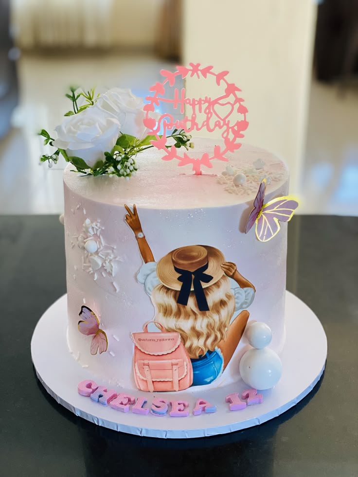 Trendy Girl Theme Pastel Birthday Cake