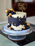 ✨ Navy & Gold Brush Stroke Cake – Premium Designer Birthday Cake