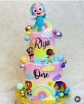 Rainbow Cartoon Theme Two-Tier Kids Cake