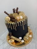 🖤 Black & Gold Chocolate Cake – Luxury Designer Cake