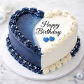 Heart Shaped Half & Half Cake 💙🤍 | Premium Birthday Special