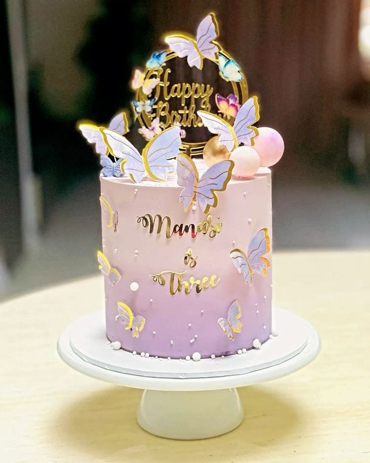 Luxury Butterfly Glow Birthday Cake